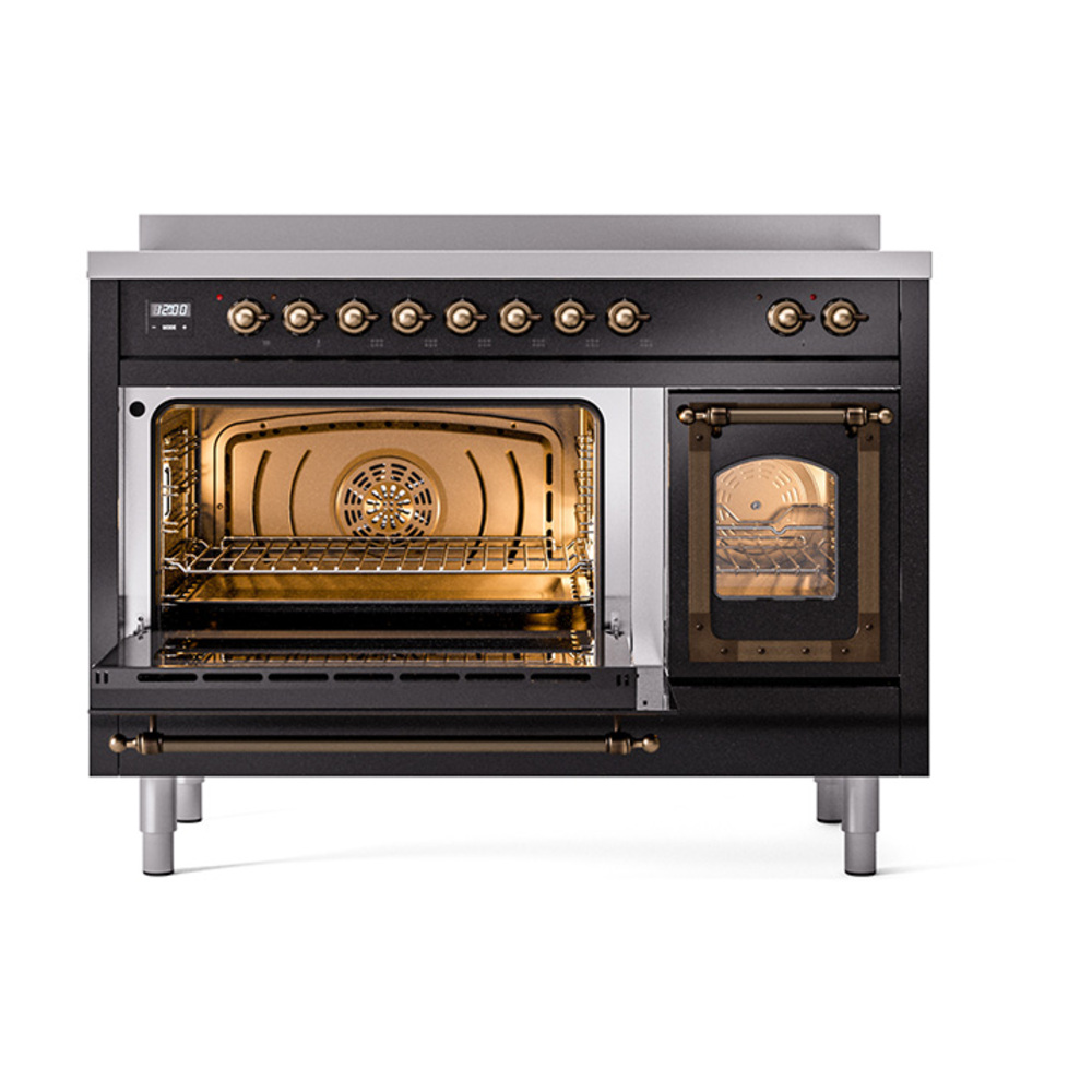 ILVE_UNI486NMPBKB_Nostalgie_II_48"_Induction_Range_main_oven_door_opened