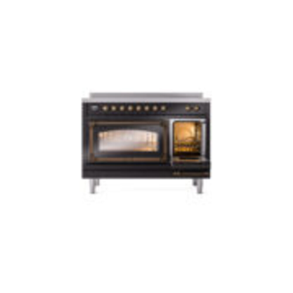 ILVE_UNI486NMPBKB_Nostalgie_II_48"_Induction_Range_side_oven_door_opened