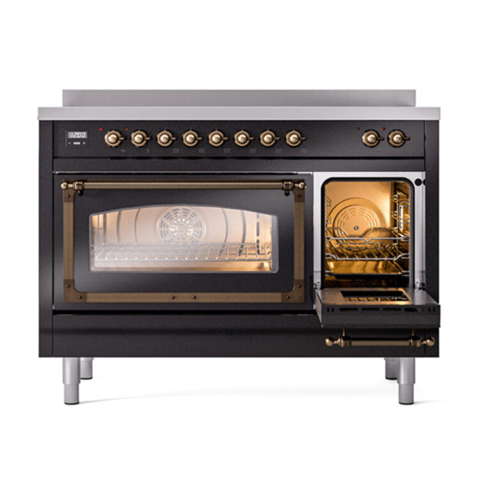 ILVE_UNI486NMPBKB_Nostalgie_II_48"_Induction_Range_side_oven_door_opened