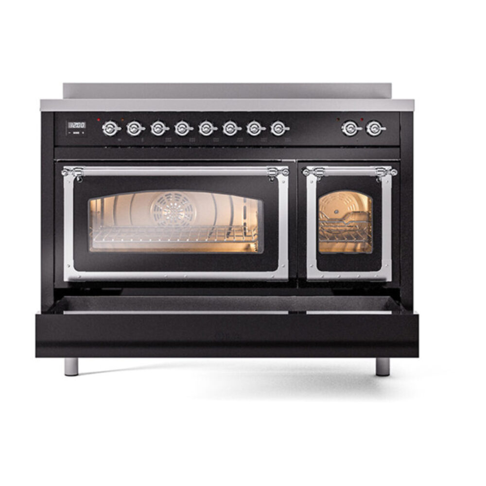 ILVE_UNI486NMPBKC_Nostalgie_II_48"_Induction_Range_drawer_opened