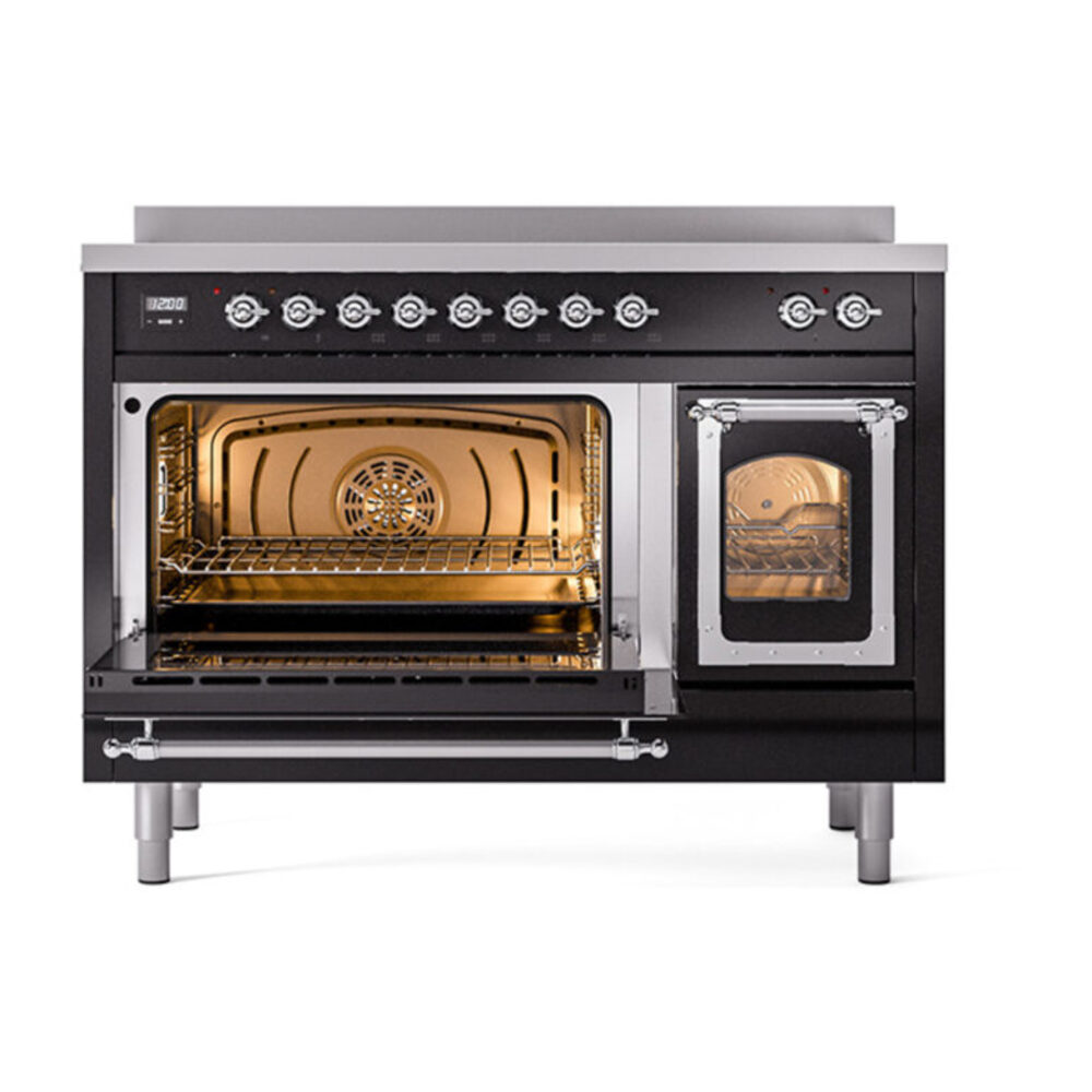 ILVE_UNI486NMPBKC_Nostalgie_II_48"_Induction_Range_main_oven_door_opened