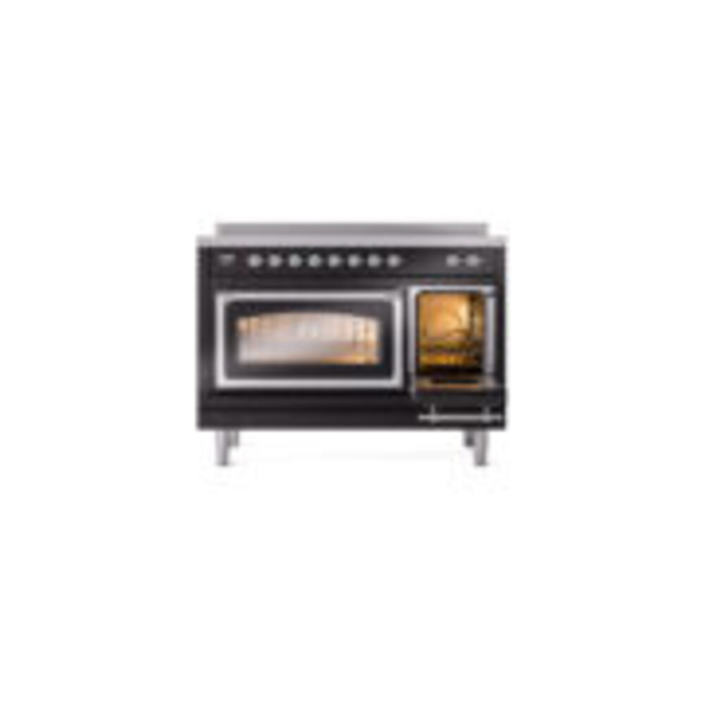 ILVE_UNI486NMPBKC_Nostalgie_II_48"_Induction_Range_side_oven_door_opened