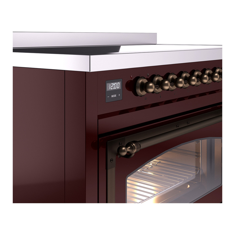 ILVE UNI486NMPBUB Nostalgie II Noblesse 48 inch Induction Range with 6 Elements (Triple Glass Door, Burgundy, Burnished) 8 ILVE_UNI486NMPBUB_Nostalgie_II_48"_Induction_Range_details