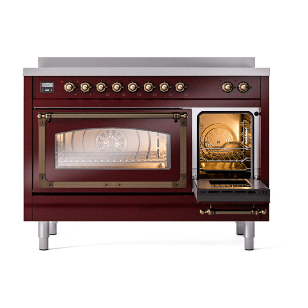 ILVE_UNI486NMPBUB_Nostalgie_II_48"_Induction_Range_side_oven_door_opened