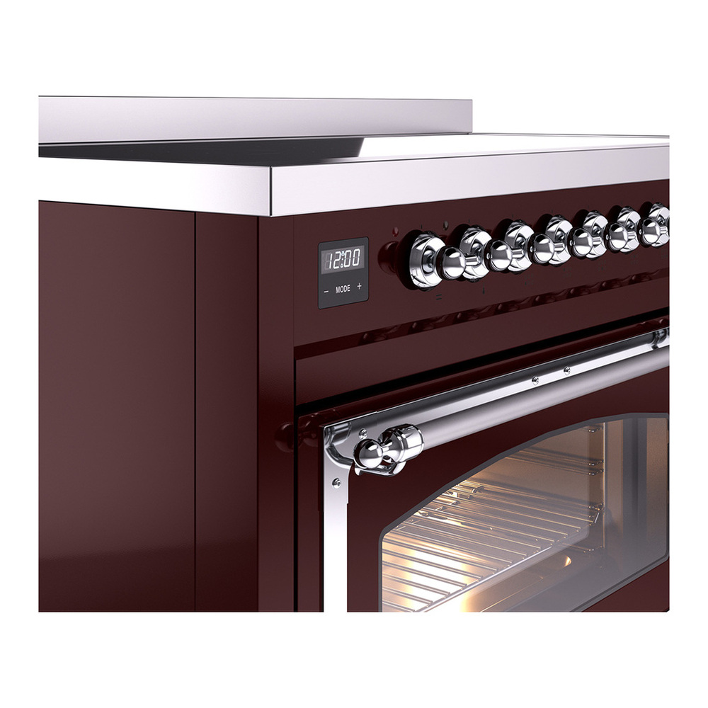 ILVE UNI486NMPBUC Nostalgie II Noblesse 48 inch Induction Range with 6 Elements (Triple Glass Door, Burgundy, Chrome) 8 ILVE_UNI486NMPBUC_Nostalgie_II_48"_Induction_Range_details