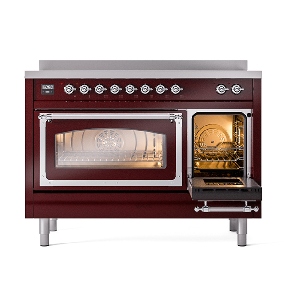 ILVE_UNI486NMPBUC_Nostalgie_II_48"_Induction_Range_side_oven_door_opened