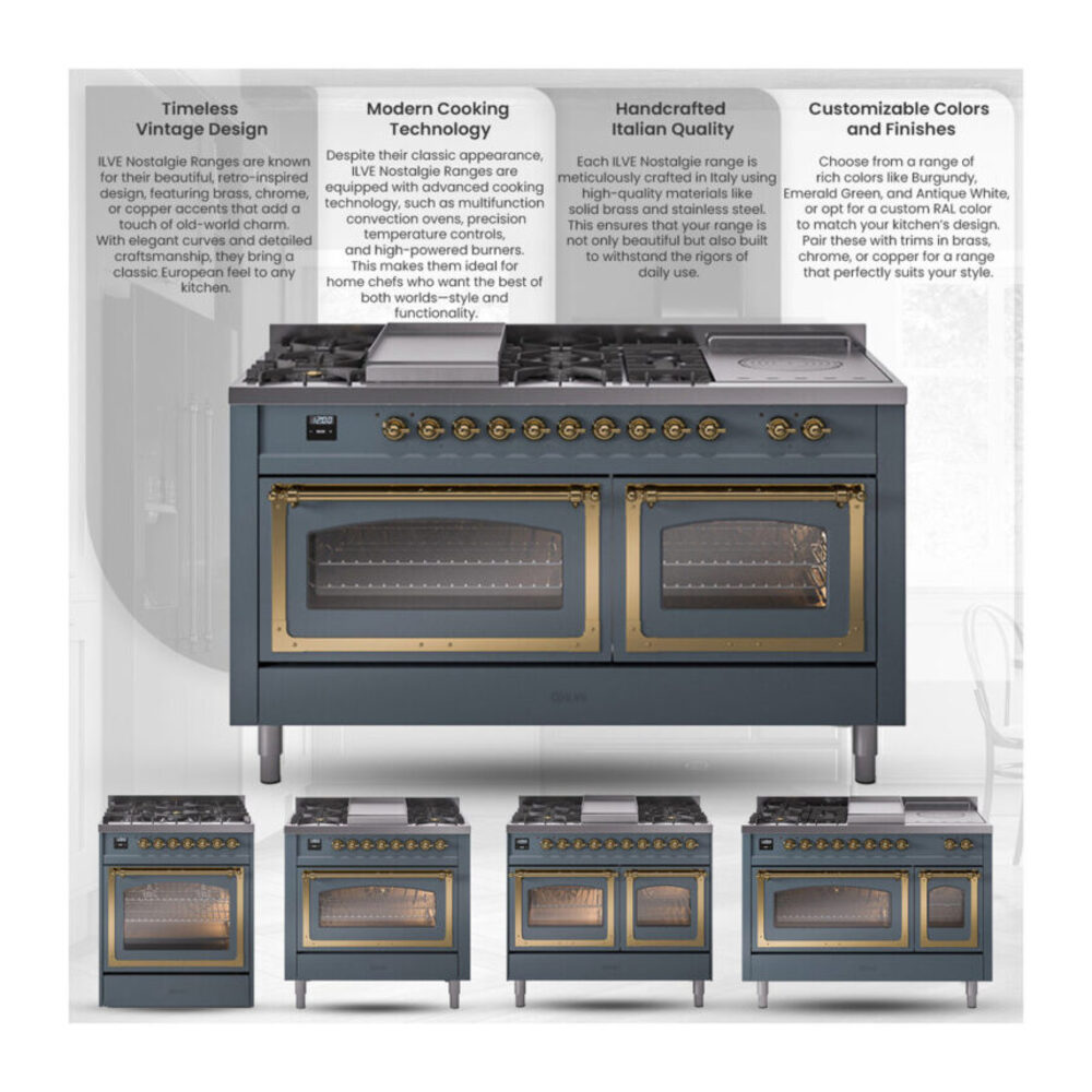 ILVE UNI486NMP Nostalgie II Noblesse 48 inch Induction Range nostalgie ii noblesse infographic