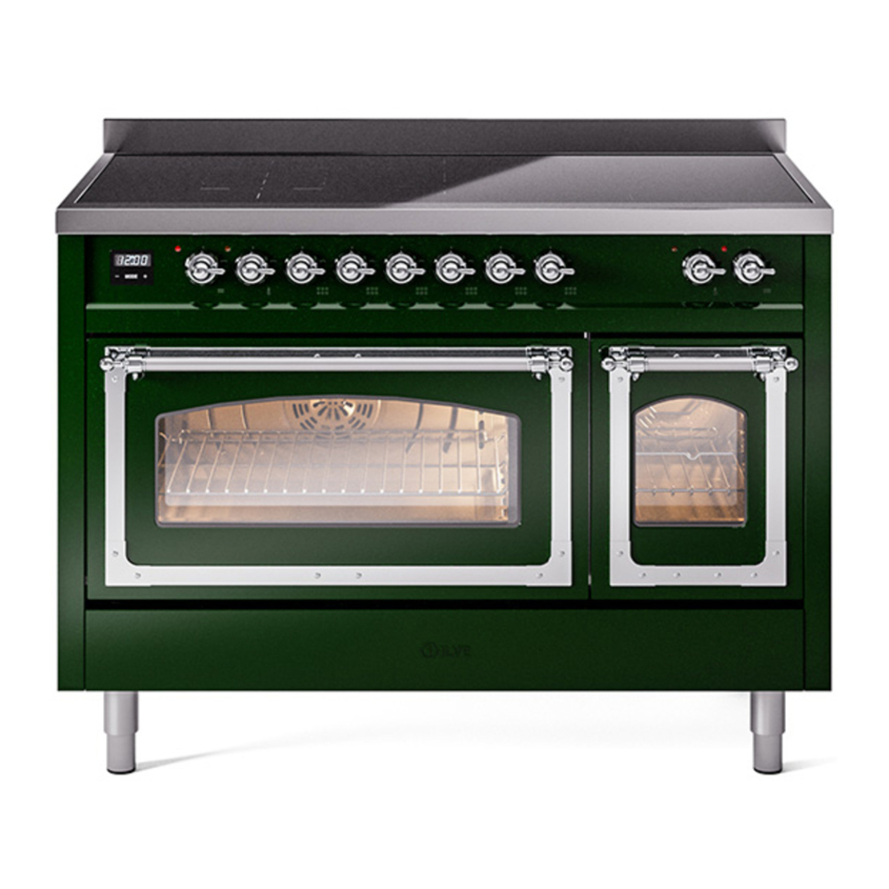 ILVE UNI486NMPEGC Nostalgie II Noblesse 48 inch Induction Range with 6 Elements (Triple Glass Door, Emerald Green, Chrome) 1 UNI486NMPEGC