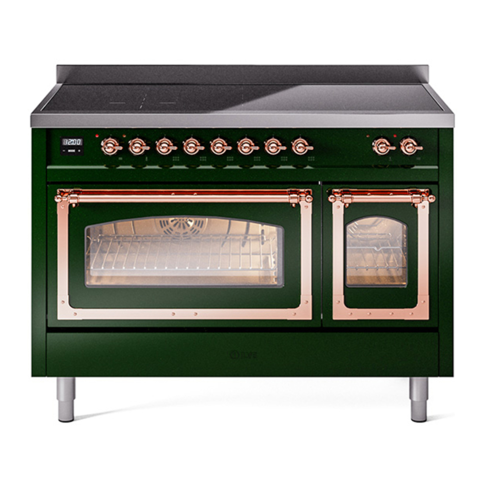 ILVE UNI486NMPEGP Nostalgie II Noblesse 48 inch Induction Range with 6 Elements (Triple Glass Door, Emerald Green, Copper) 1 UNI486NMPEGP
