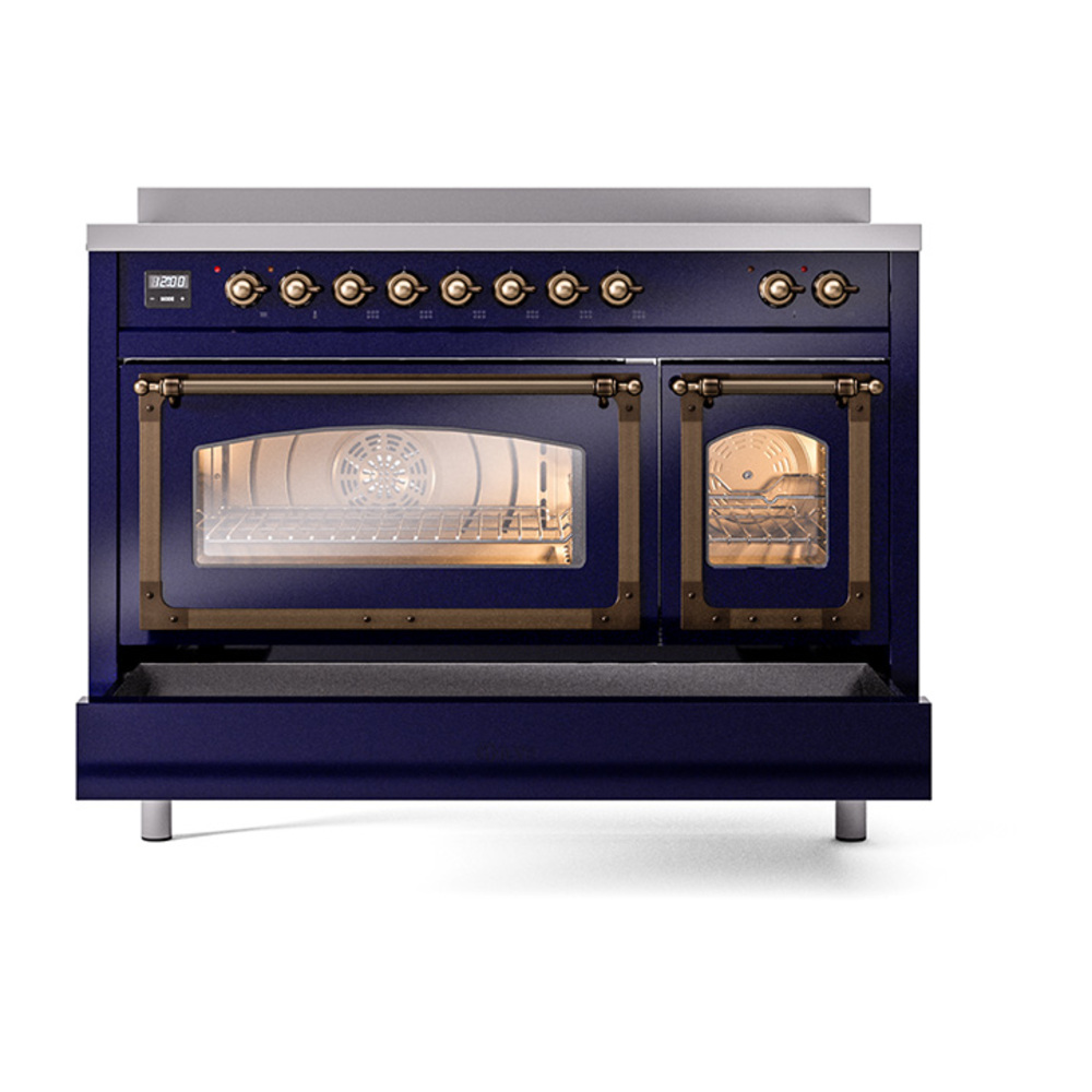 ILVE_UNI486NMPMBB_Nostalgie_II_48"_Induction_Range_side_oven_door_opened