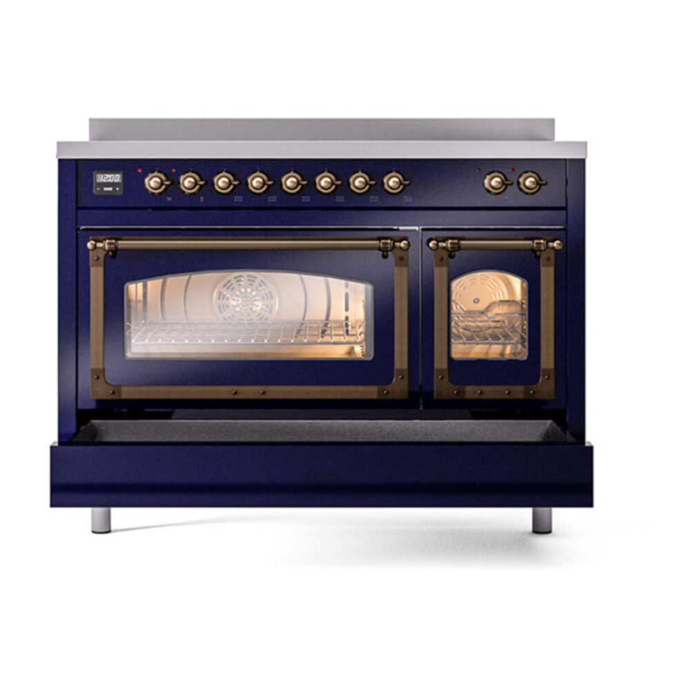 ILVE_UNI486NMPMBB_Nostalgie_II_48"_Induction_Range_side_oven_door_opened