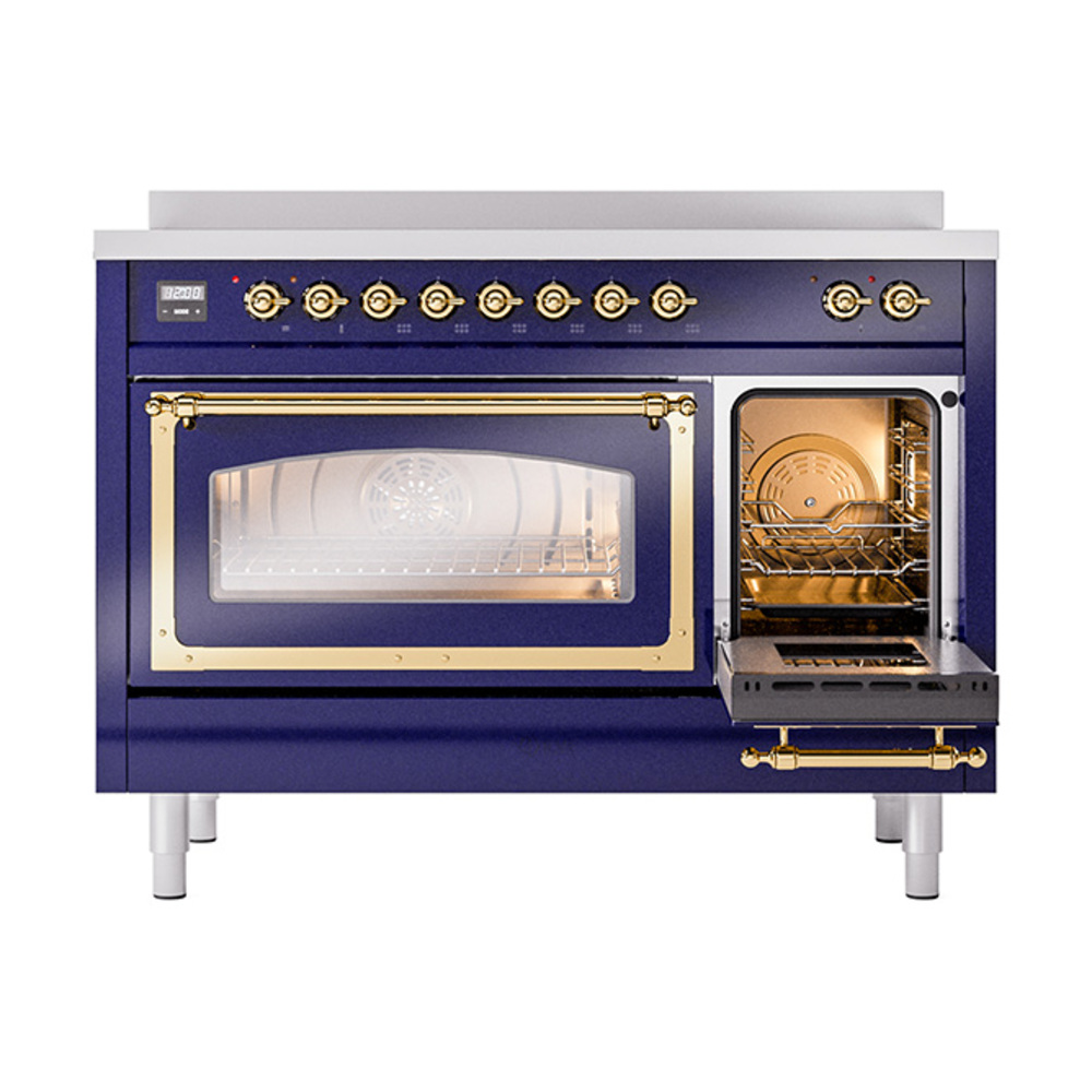 ILVE_UNI486NMPMBG_Nostalgie_II_48"_Induction_Range_side_oven_door_opened