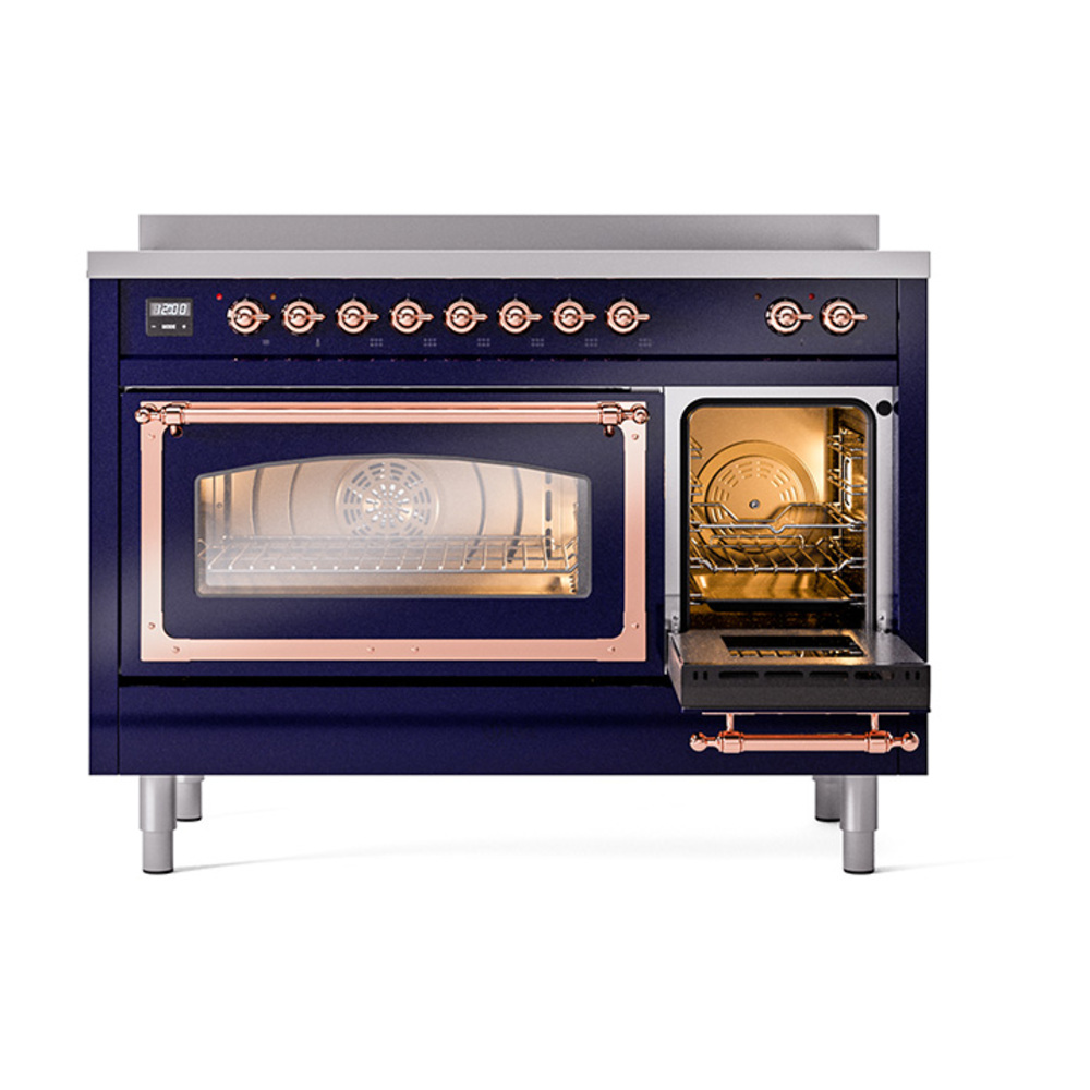 ILVE_UNI486NMPMBP_Nostalgie_II_48"_Induction_Range_side_oven_door_opened