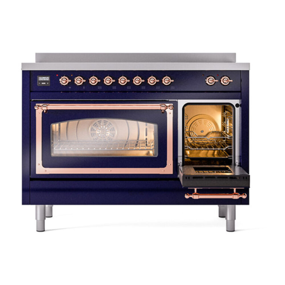 ILVE_UNI486NMPMBP_Nostalgie_II_48"_Induction_Range_side_oven_door_opened