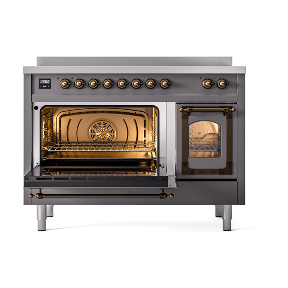 ILVE_UNI486NMPMGB_Nostalgie_II_48"_Induction_Range_main_oven_door_opened