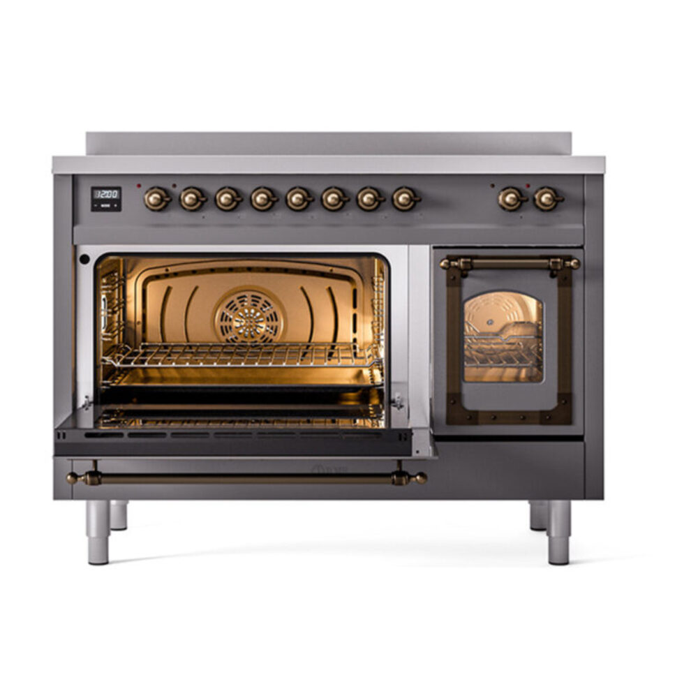 ILVE_UNI486NMPMGB_Nostalgie_II_48"_Induction_Range_main_oven_door_opened