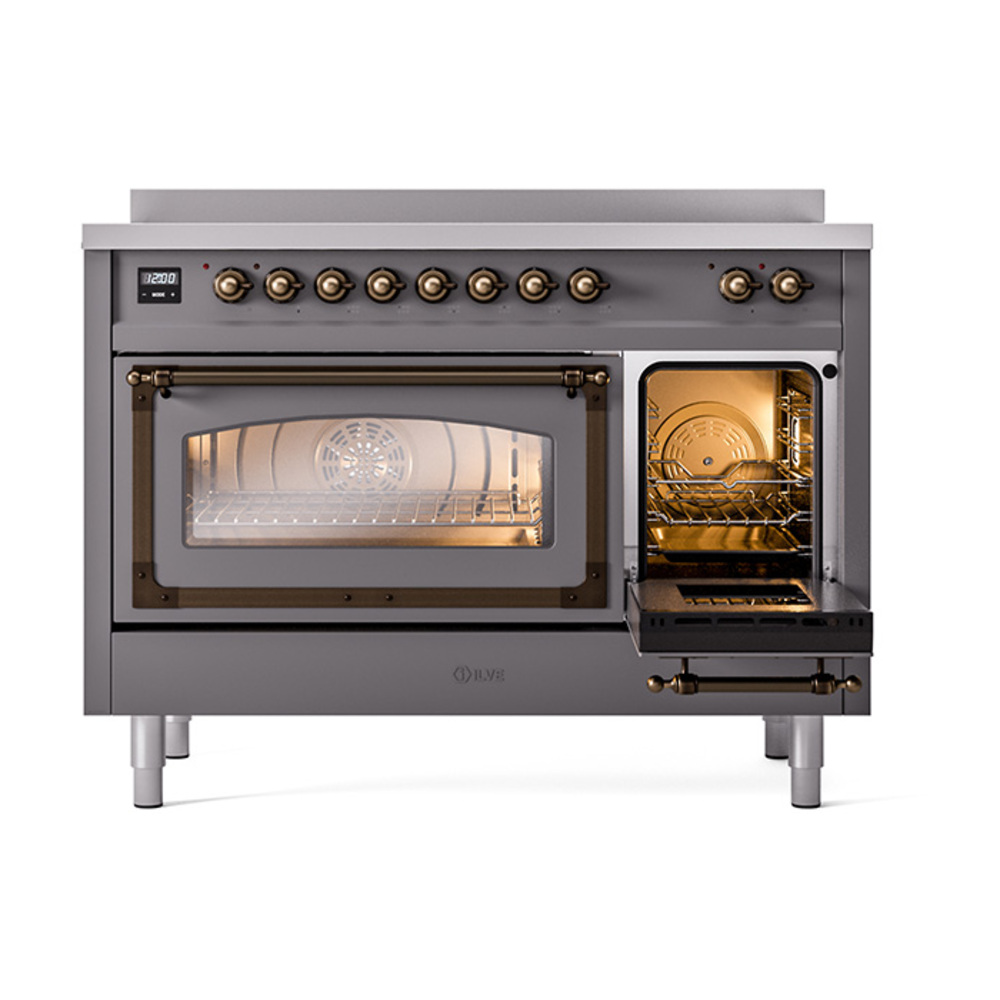 ILVE_UNI486NMPMGB_Nostalgie_II_48"_Induction_Range_side_oven_door_opened
