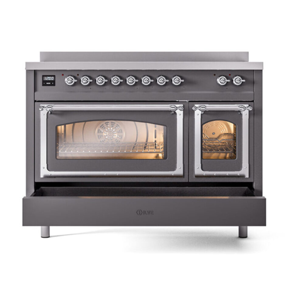 ILVE_UNI486NMPMGC_Nostalgie_II_48"_Induction_Range_drawer_opened
