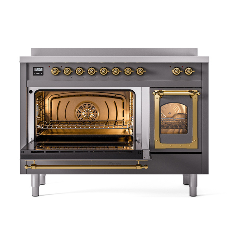 ILVE_UNI486NMPMGG_Nostalgie_II_48"_Induction_Range_main_oven_door_opened