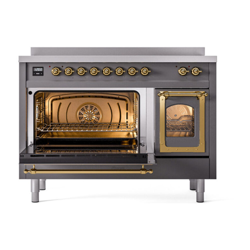 ILVE_UNI486NMPMGG_Nostalgie_II_48"_Induction_Range_main_oven_door_opened