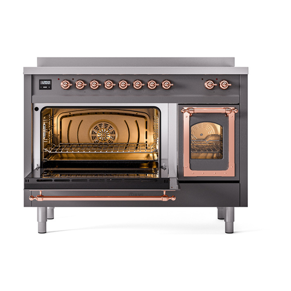 ILVE_UNI486NMPMGP_Nostalgie_II_48"_Induction_Range_main_oven_door_opened