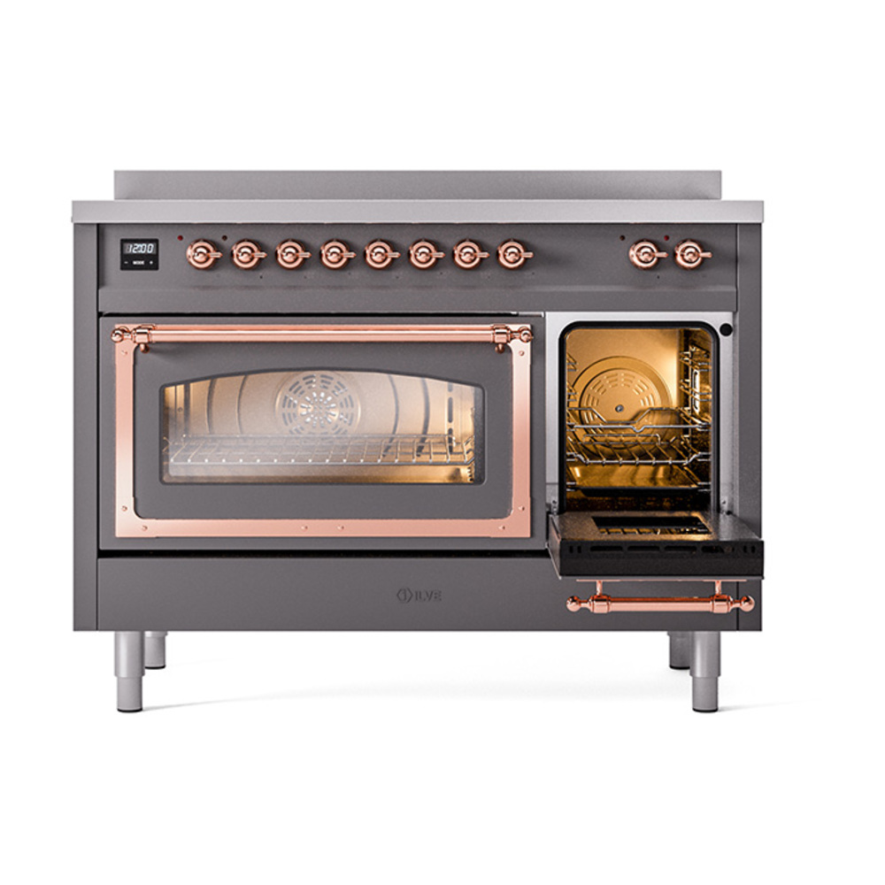 ILVE_UNI486NMPMGP_Nostalgie_II_48"_Induction_Range_side_oven_door_opened