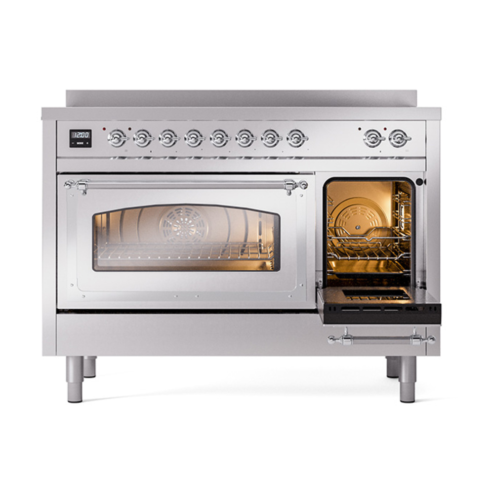 ILVE_UNI486NMPSSC_Nostalgie_II_48"_Induction_Range_side_oven_door_opened