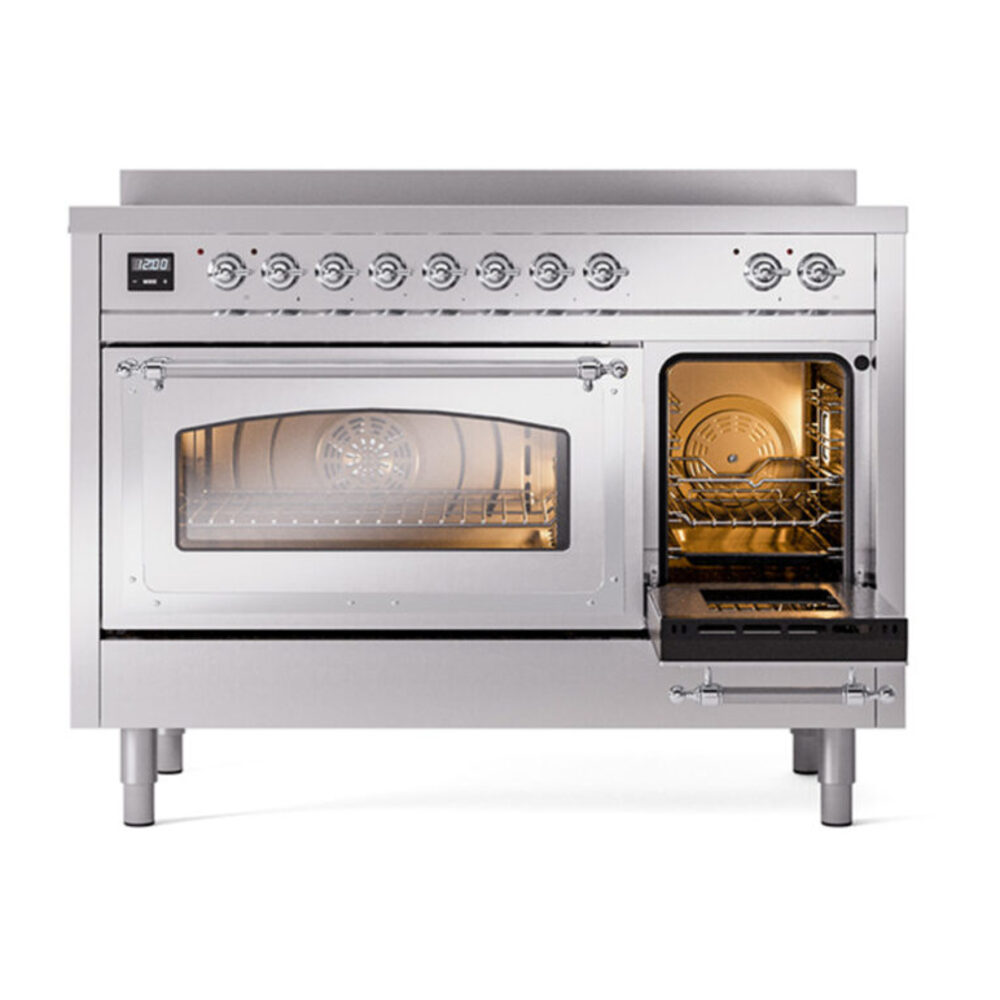 ILVE_UNI486NMPSSC_Nostalgie_II_48"_Induction_Range_side_oven_door_opened