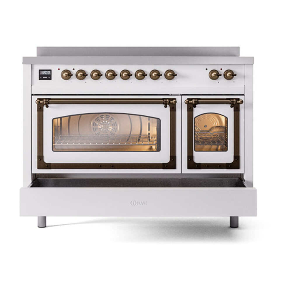 ILVE_UNI486NMPWHB_Nostalgie_II_48"_Induction_Range_drawer_opened