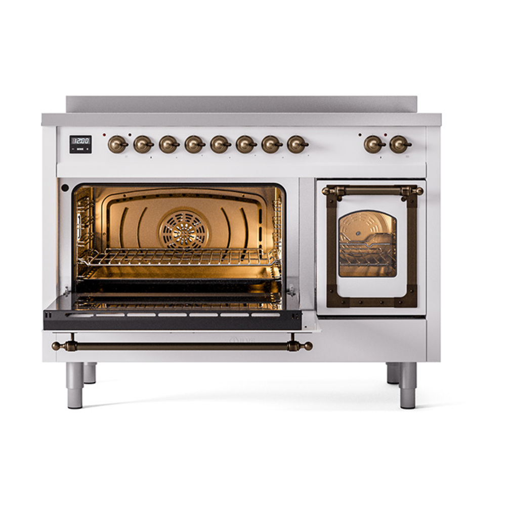 ILVE_UNI486NMPWHB_Nostalgie_II_48"_Induction_Range_main_oven_door_opened