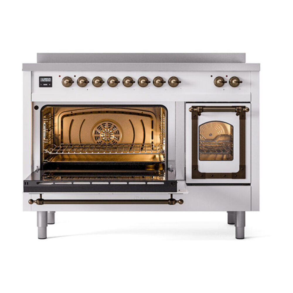ILVE_UNI486NMPWHB_Nostalgie_II_48"_Induction_Range_main_oven_door_opened