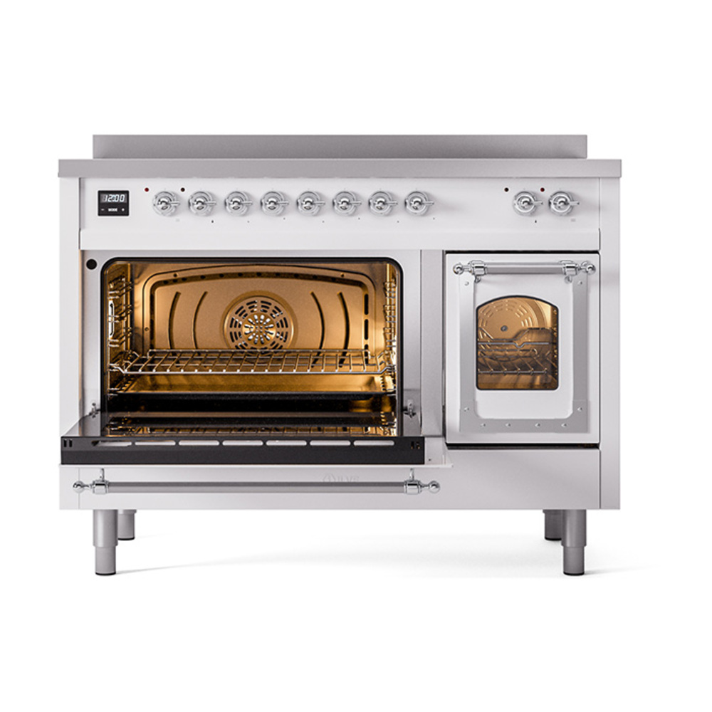 ILVE_UNI486NMPWHC_Nostalgie_II_48"_Induction_Range_main_oven_door_opened