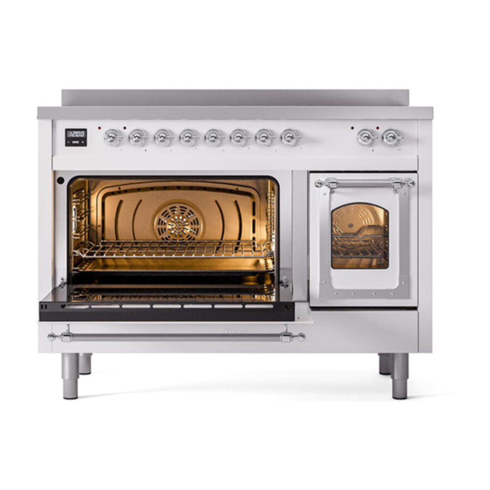 ILVE_UNI486NMPWHC_Nostalgie_II_48"_Induction_Range_main_oven_door_opened