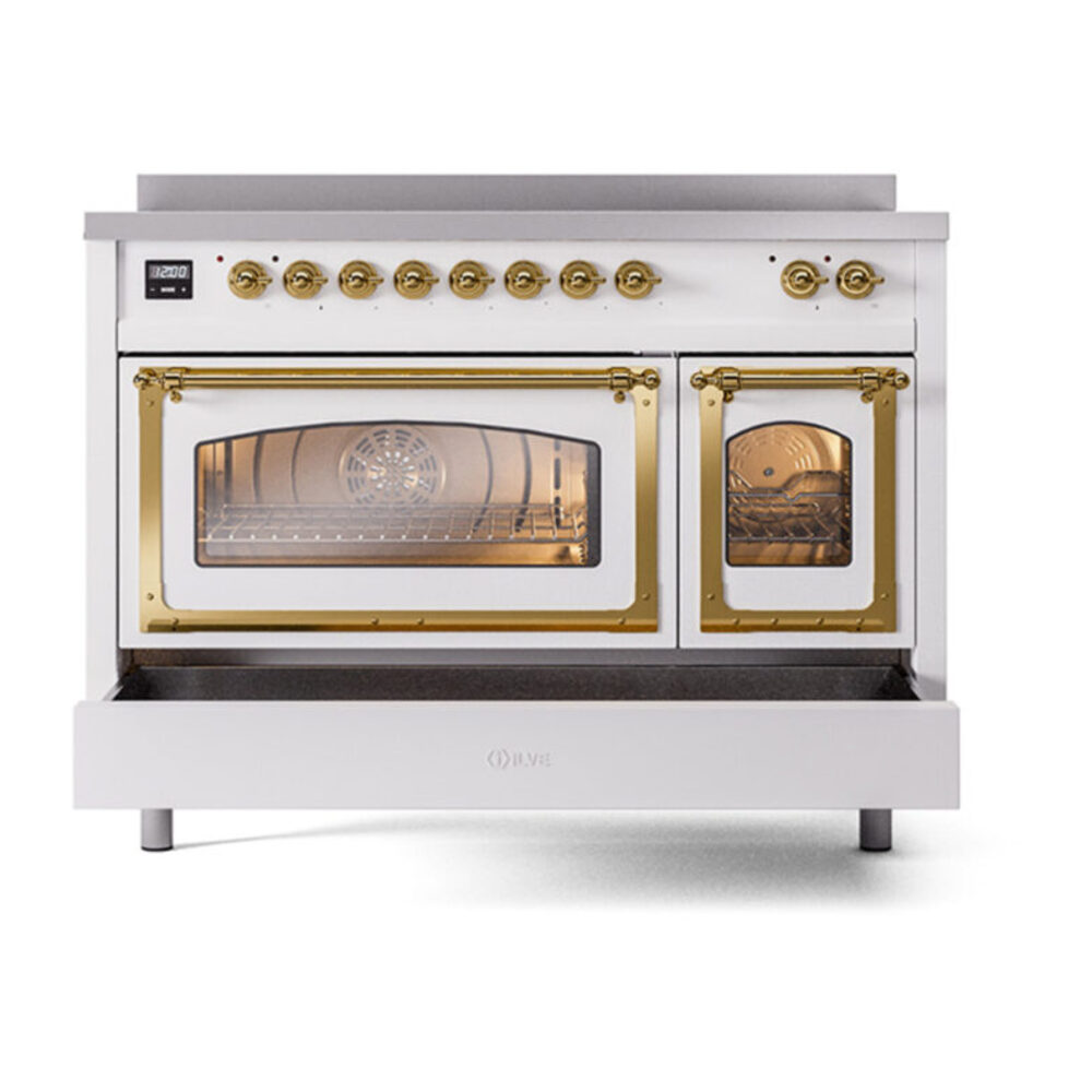 ILVE_UNI486NMPWHG_Nostalgie_II_48"_Induction_Range_drawer_opened