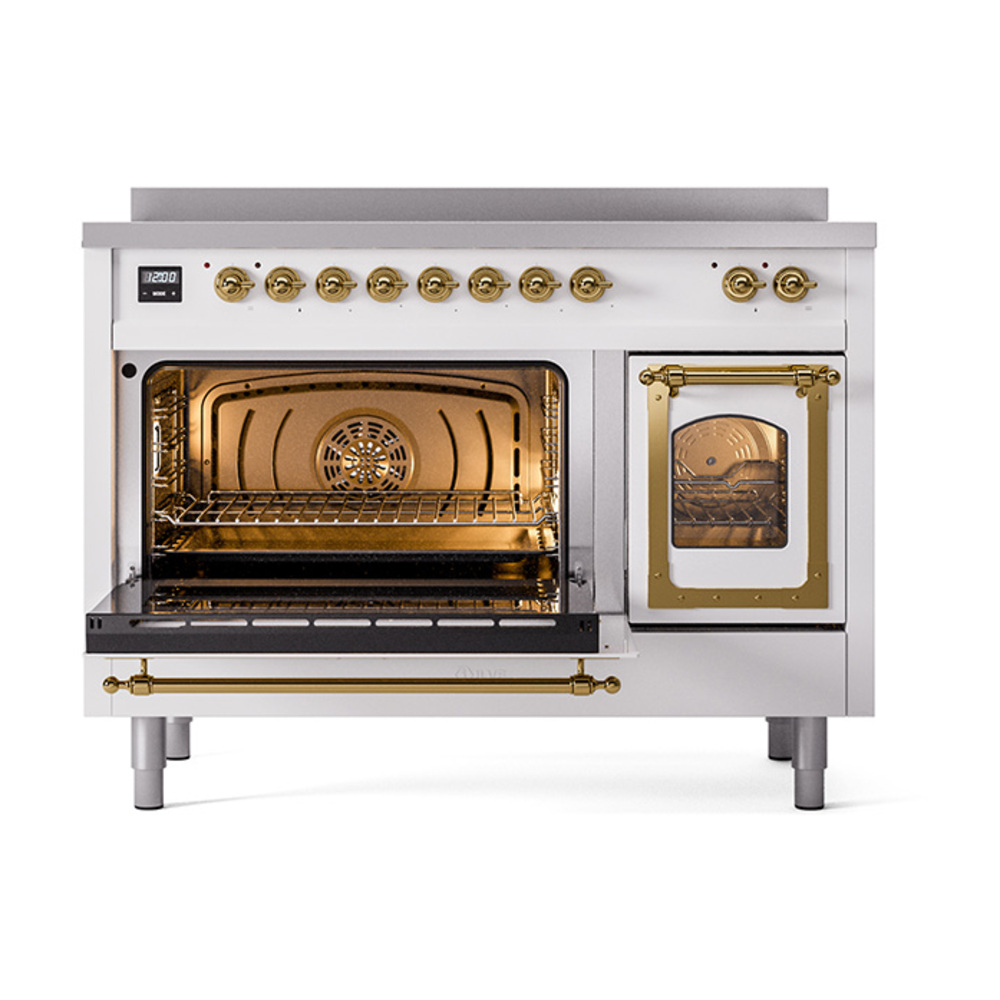 ILVE_UNI486NMPWHG_Nostalgie_II_48"_Induction_Range_main_oven_door_opened
