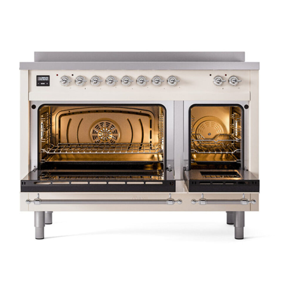 ILVE_UNI486QNMPAWC_Nostalgie_II_48"_Induction_Range_oven_door_opened