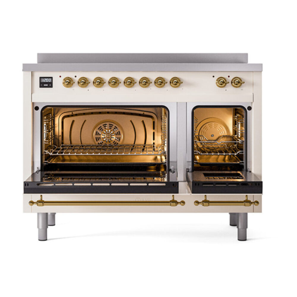 ILVE_UNI486QNMPAWG_Nostalgie_II_48"_Induction_Range_oven_door_opened