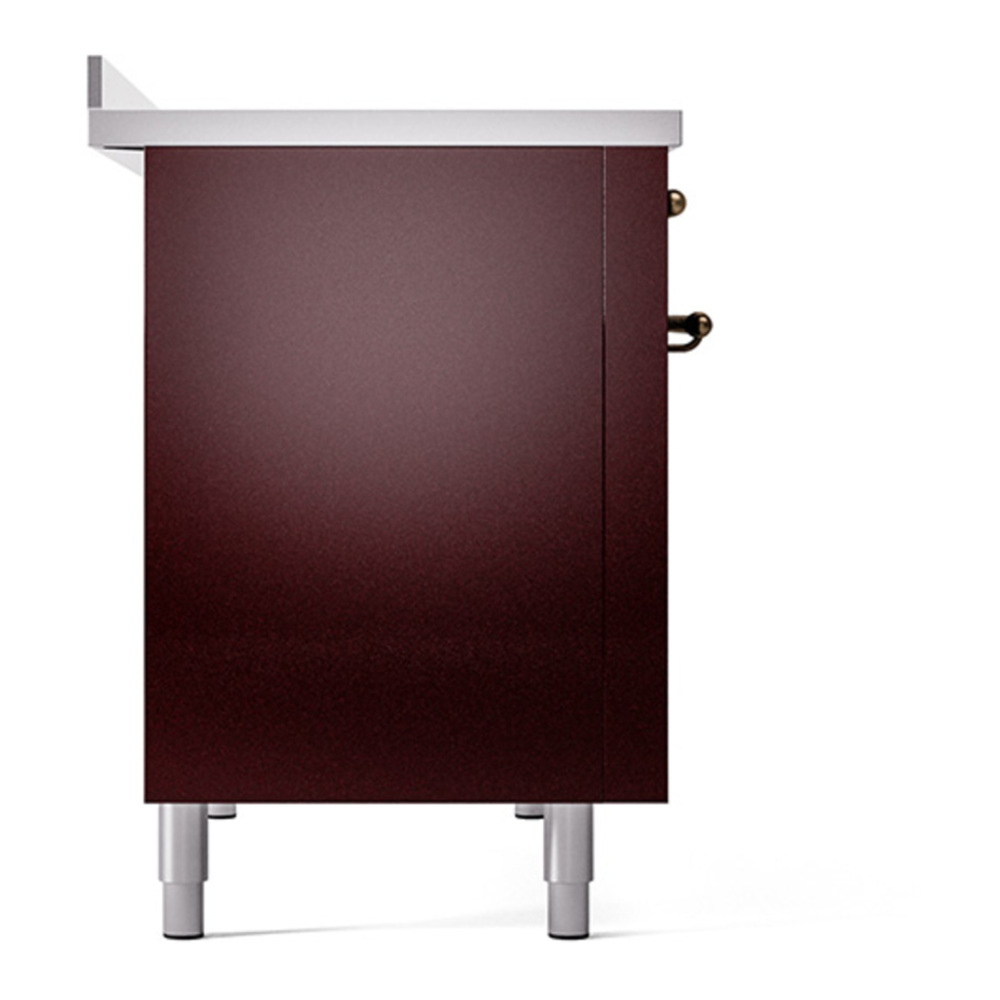 ILVE UNI486QNMPBUB Nostalgie II Noblesse 48 inch Induction Range with 6 Elements (Solid Door, Burgundy, Burnished) 4 ILVE_UNI486QNMPBUB_left_side