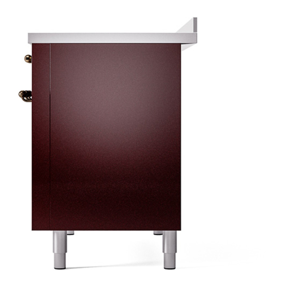 ILVE UNI486QNMPBUB Nostalgie II Noblesse 48 inch Induction Range with 6 Elements (Solid Door, Burgundy, Burnished) 5 ILVE_UNI486QNMPBUB_right_side