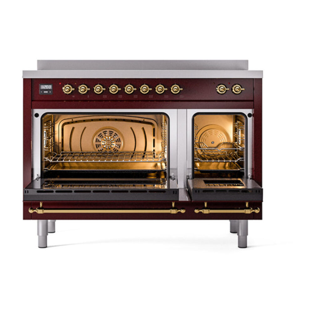 ILVE_UNI486QNMPBUG_Nostalgie_II_48"_Induction_Range_oven_door_opened