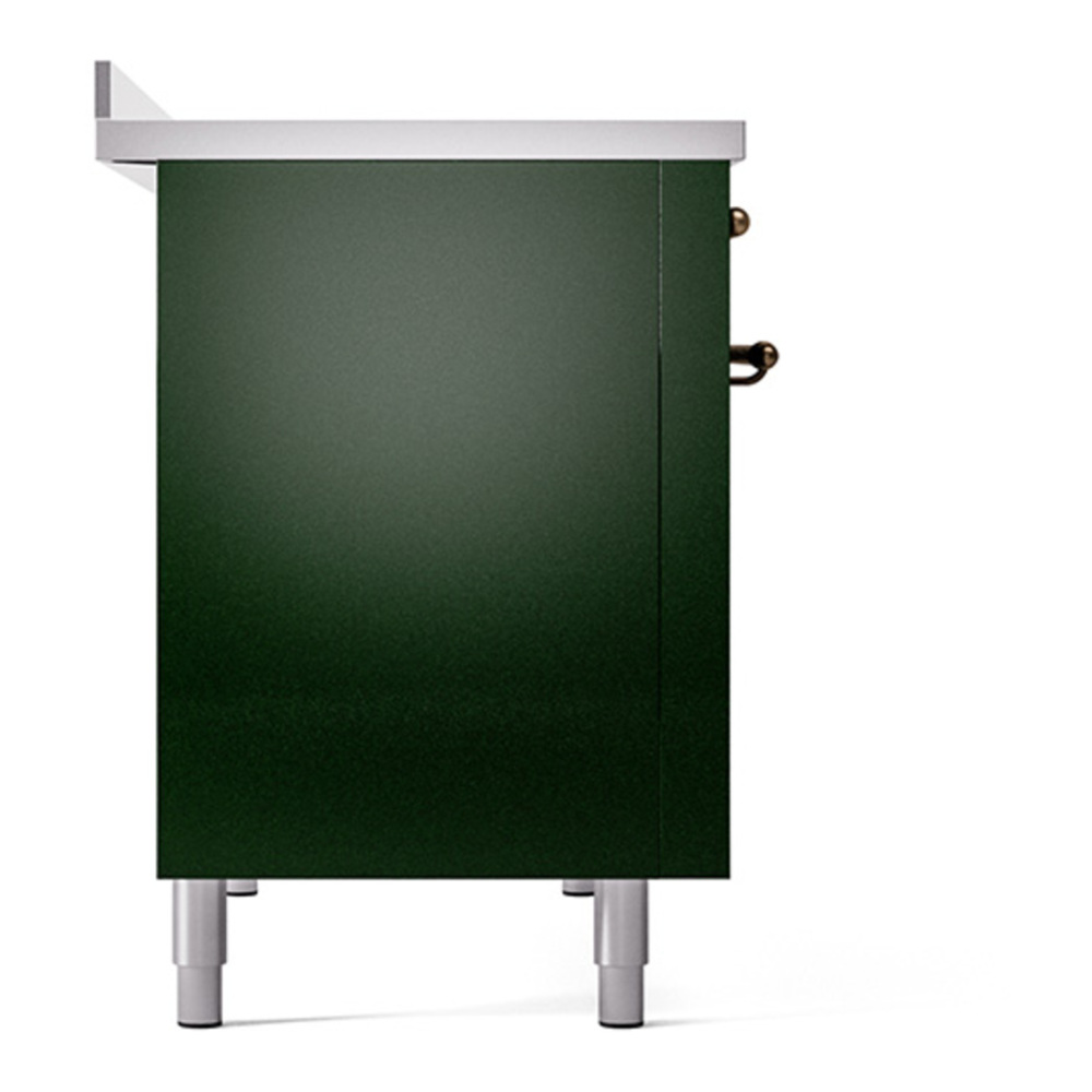 ILVE UNI486QNMPEGB Nostalgie II Noblesse 48 inch Induction Range with 6 Elements (Solid Door, Emerald Green, Burnished) 4 ILVE_UNI486QNMPEGB_left_side