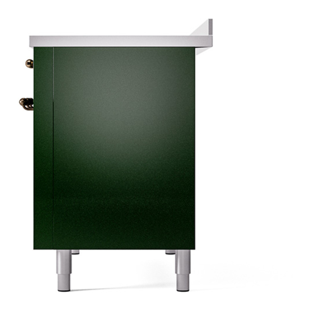 ILVE UNI486QNMPEGB Nostalgie II Noblesse 48 inch Induction Range with 6 Elements (Solid Door, Emerald Green, Burnished) 5 ILVE_UNI486QNMPEGB_right_side