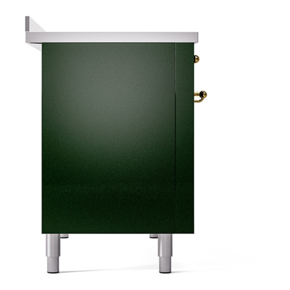 ILVE UNI486QNMPEGG Nostalgie II Noblesse 48 inch Induction Range with 6 Elements (Solid Door, Emerald Green, Brass) 4 ILVE_UNI486QNMPEGG_left_side