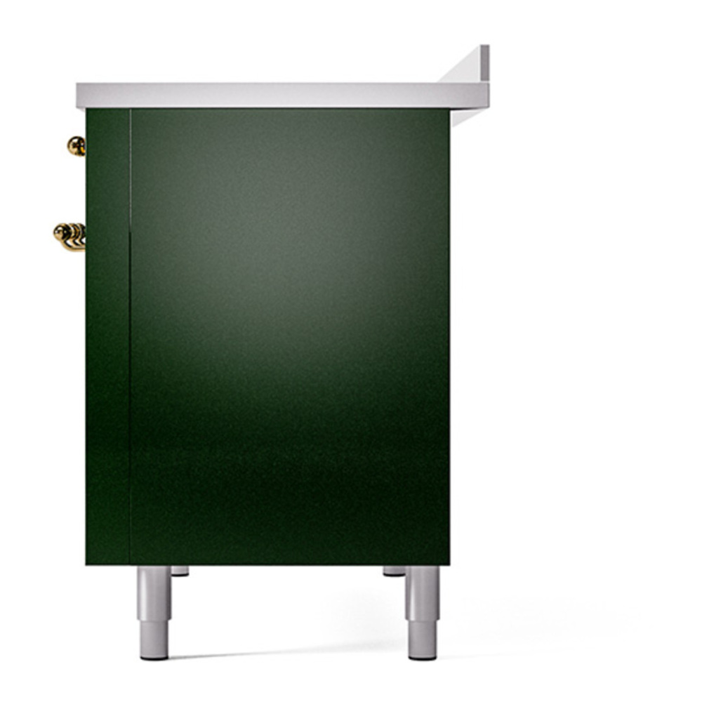 ILVE UNI486QNMPEGG Nostalgie II Noblesse 48 inch Induction Range with 6 Elements (Solid Door, Emerald Green, Brass) 5 ILVE_UNI486QNMPEGG_right_side