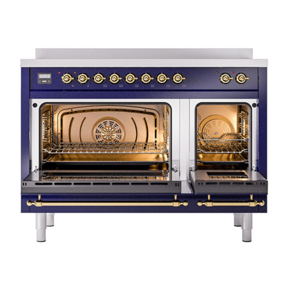 ILVE_UNI486QNMPMBG_Nostalgie_II_48"_Induction_Range_oven_door_opened