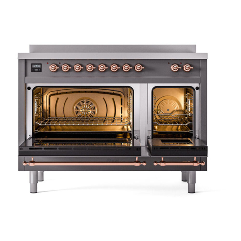 ILVE_UNI486QNMPMGP_Nostalgie_II_48"_Induction_Range_oven_door_opened