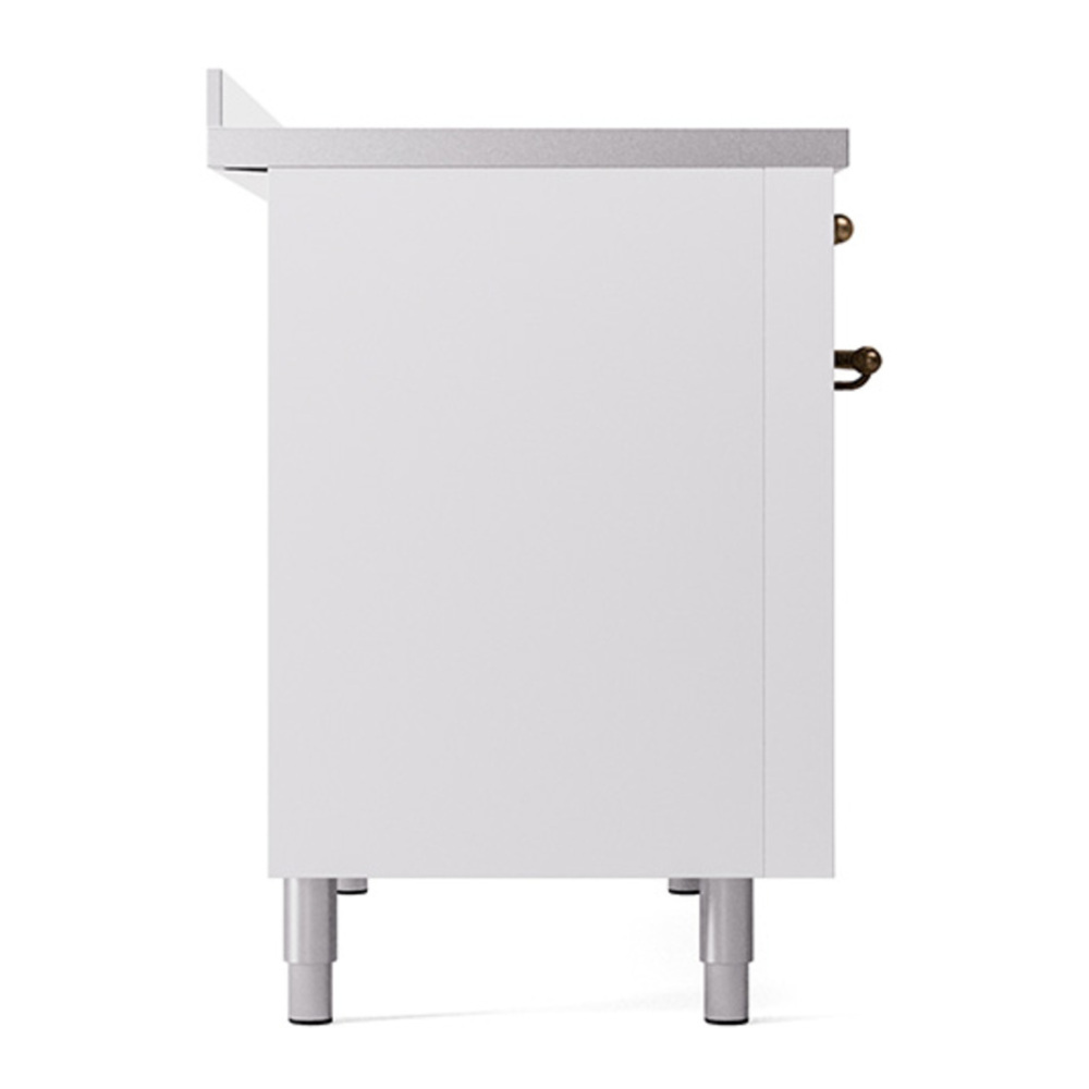 ILVE UNI486QNMPWHB Nostalgie II Noblesse 48 inch Induction Range with 6 Elements (Solid Door, White, Burnished) 4 ILVE_UNI486QNMPWHB_left_side
