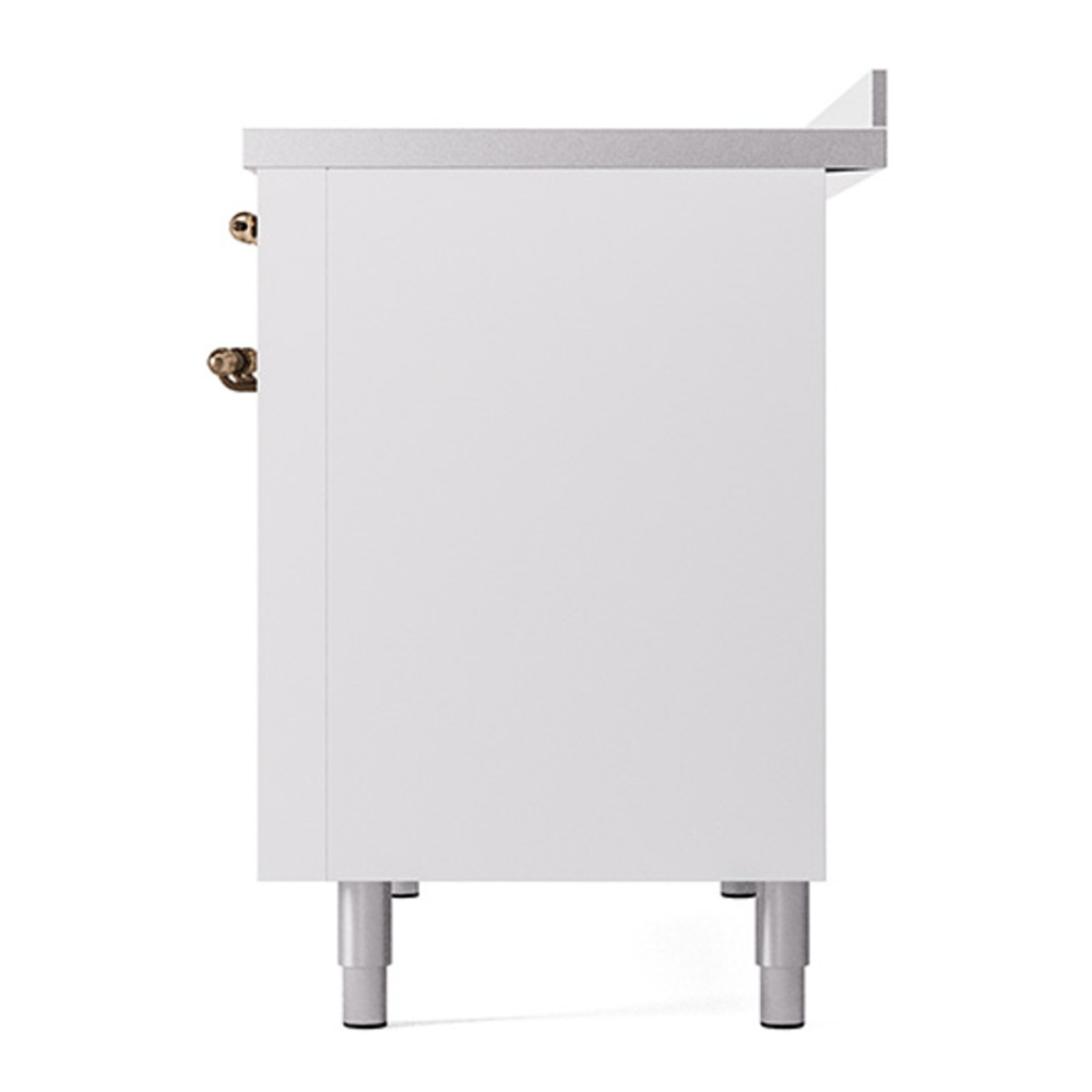 ILVE UNI486QNMPWHB Nostalgie II Noblesse 48 inch Induction Range with 6 Elements (Solid Door, White, Burnished) 5 ILVE_UNI486QNMPWHB_right_side