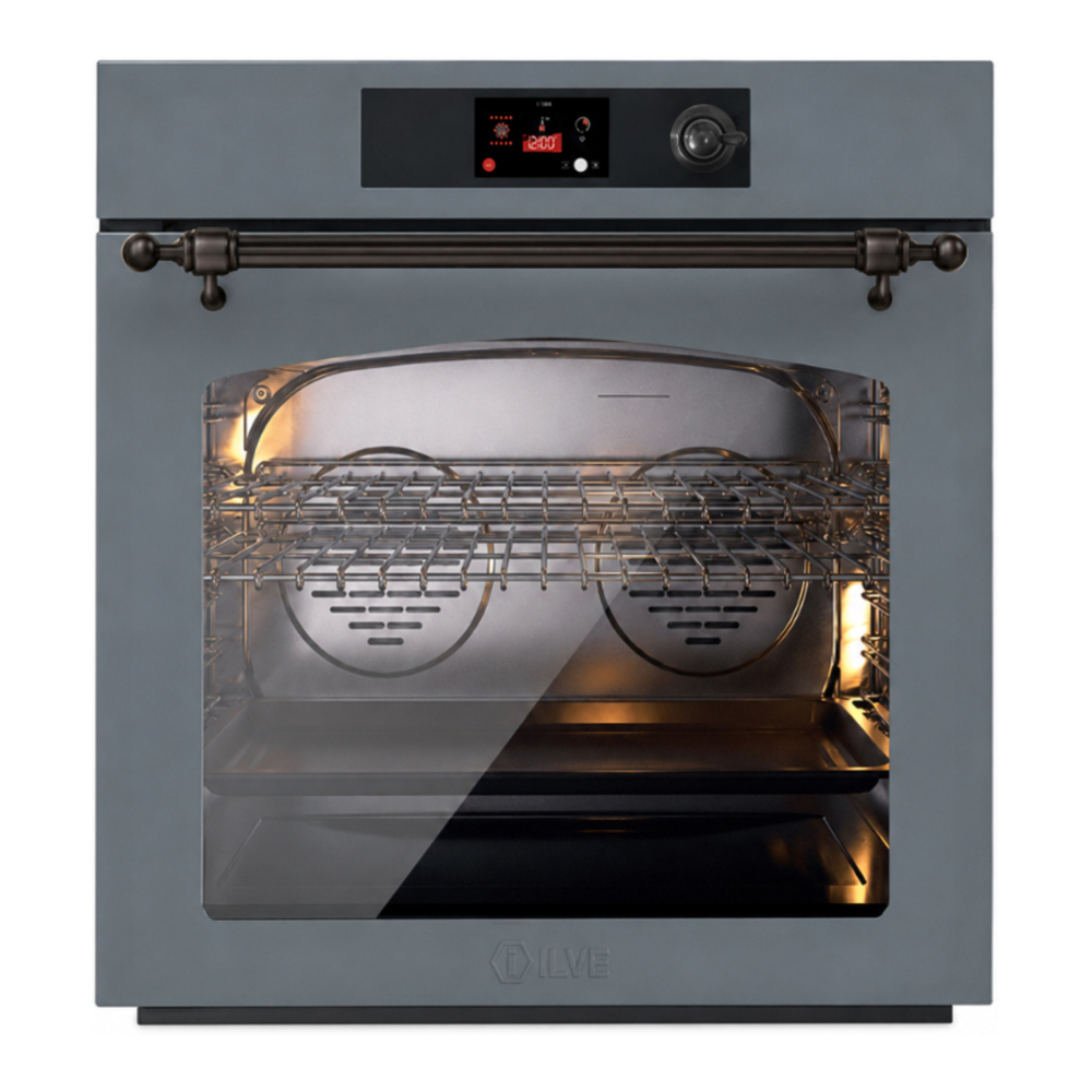 ILVE UOV30NTPYBGB Nostalgie II 30 inch Pyrolytic Single Wall Oven with 4.4 cu. ft. Capacity (Blue Grey, Burnished) 1 UOV30NTPYBGB