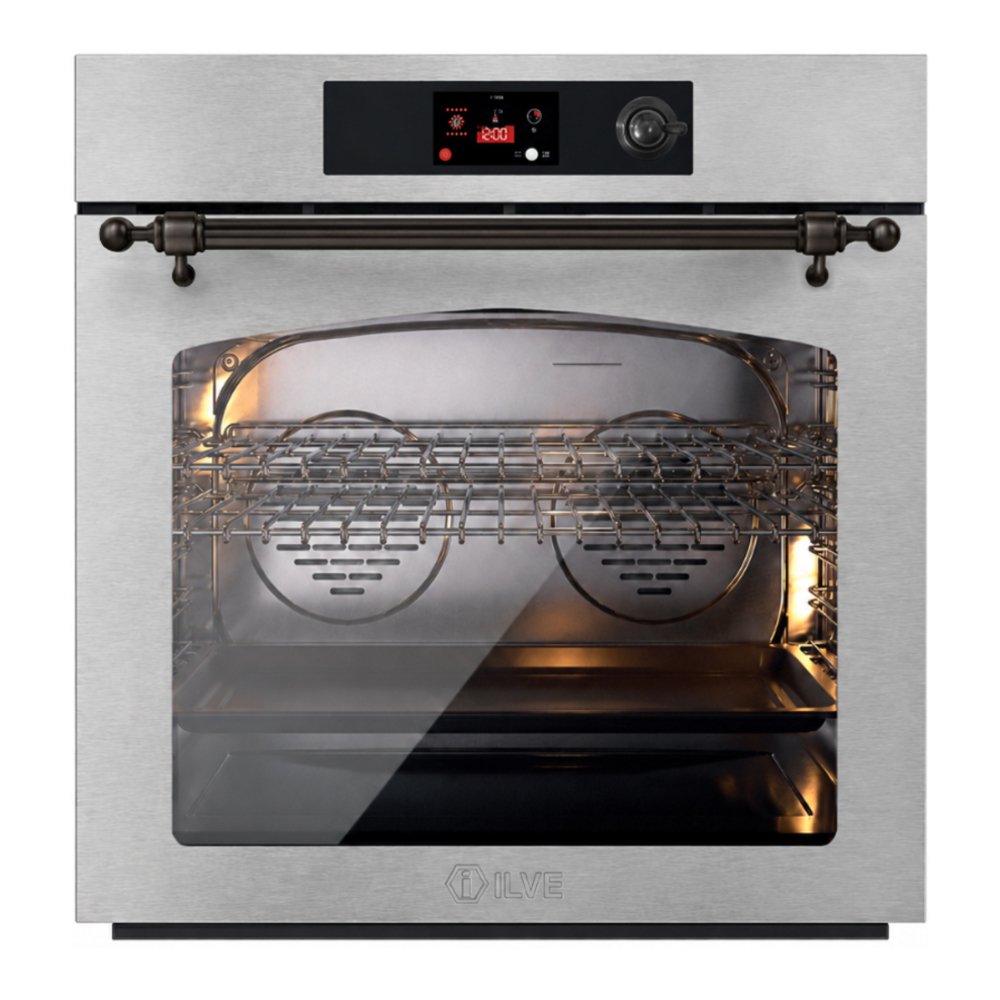 ILVE UOV30NTPYSSB Nostalgie II 30 inch Pyrolytic Single Wall Oven with 4.4 cu. ft. Capacity (Stainless Steel, Burnished) 1 UOV30NTPYSSB